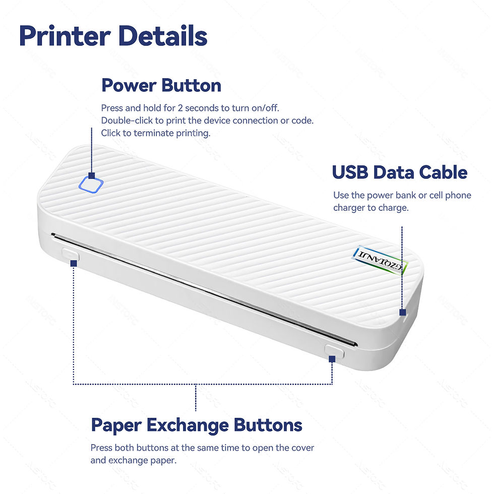 Thumbnail: Portable A4 Thermal Printer Bluetooth Photos PDF Document Printing Machine Folde