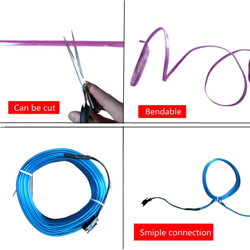 Thumbnail: 5m Car Interior Atmosphere Lighting LED Strip 5V DIY Flexible EL Cold Light Line
