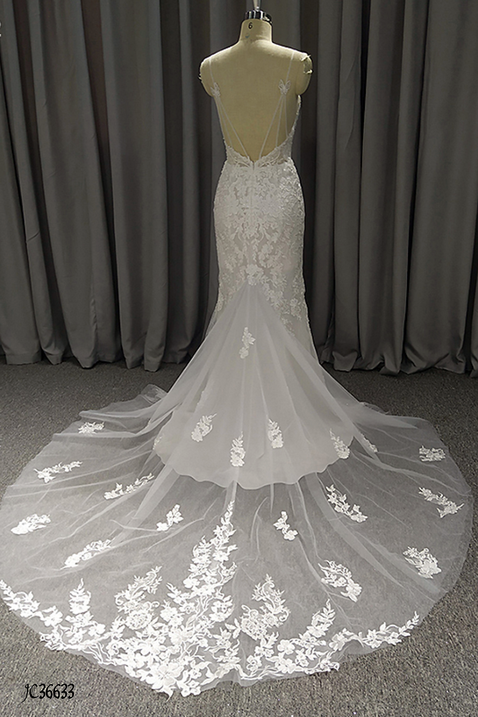 Thumbnail: Zuriel - Sheer Lace Strapless V Neck Mermaid Wedding Dress