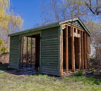 Shed prepared for demolition and removal by Junkit in Charlotte Vermont
