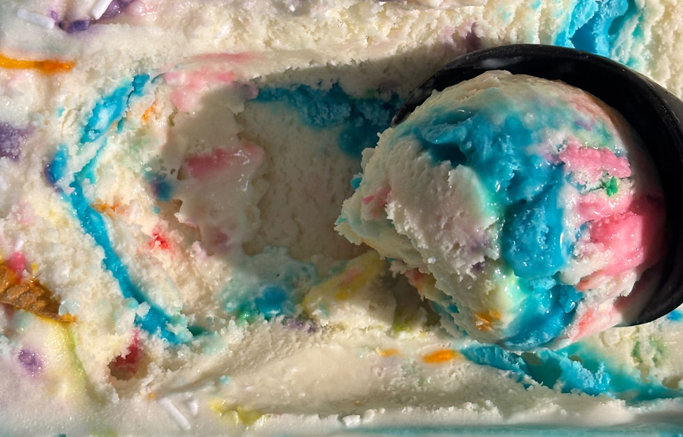 Photo of unicorn ice cream that Ian created at home. 