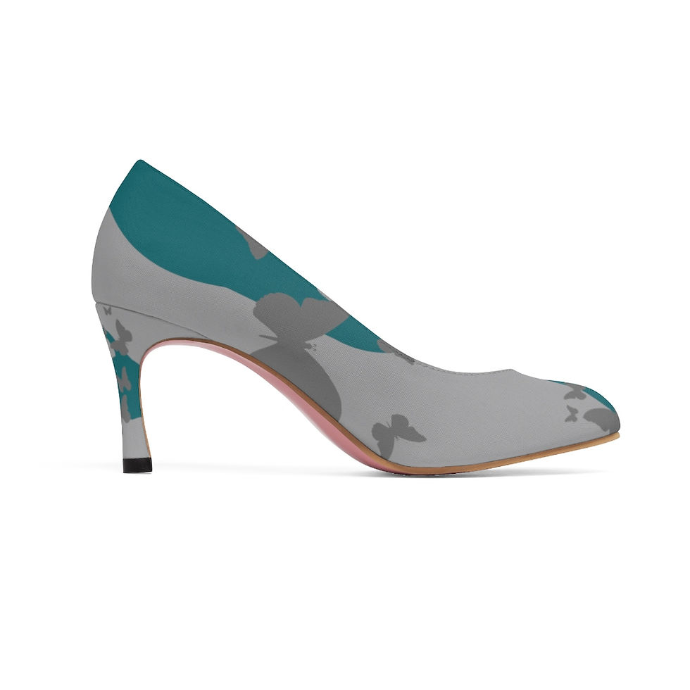 Thumbnail: Kettlebell aquamarine butterfly Women's High Heels - grey