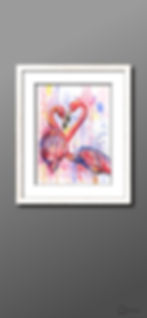 Thumbnail: Flamingos Love, Watercolour Fine Art Giclée Print