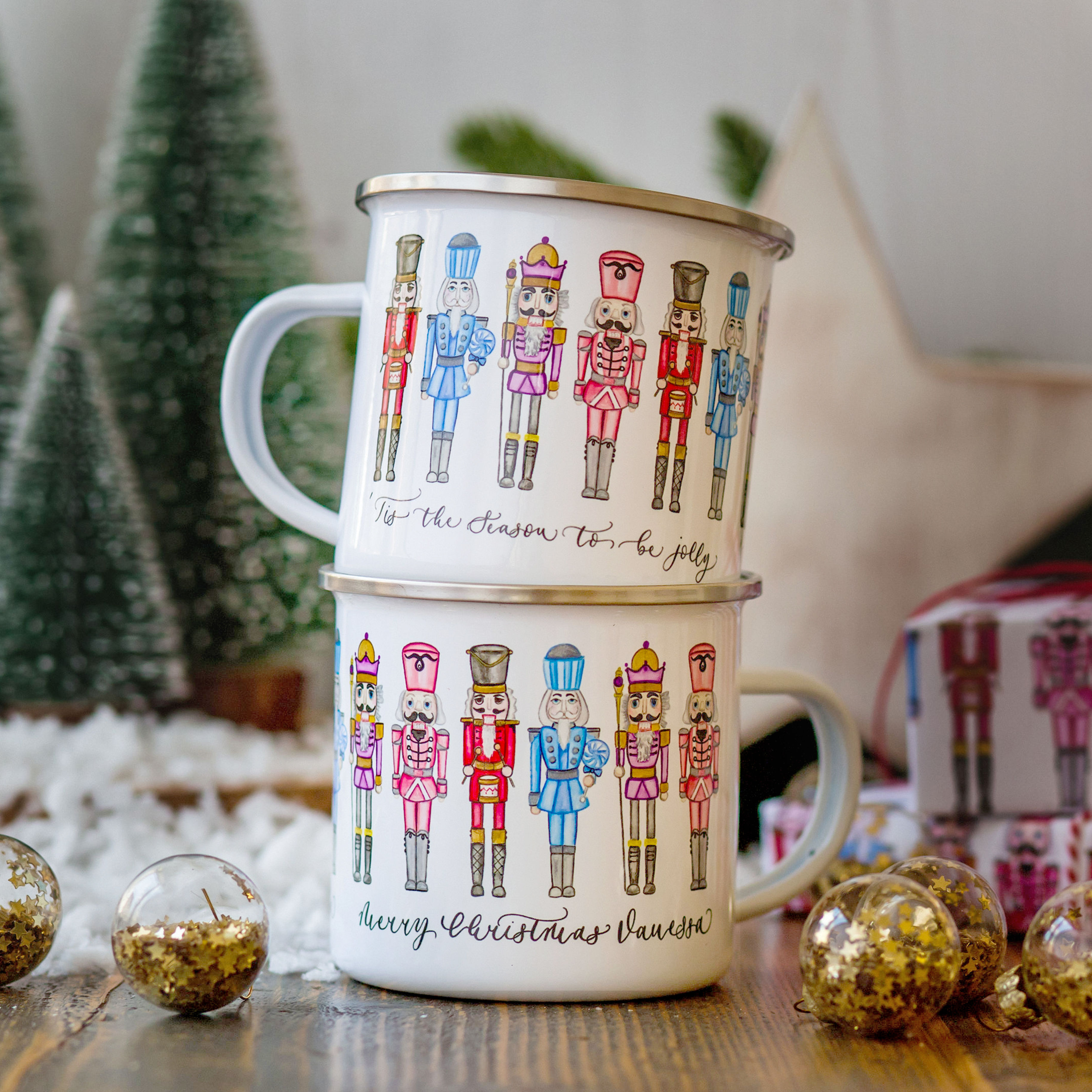 Personalised Christmas Nutcracker Enamel Mug