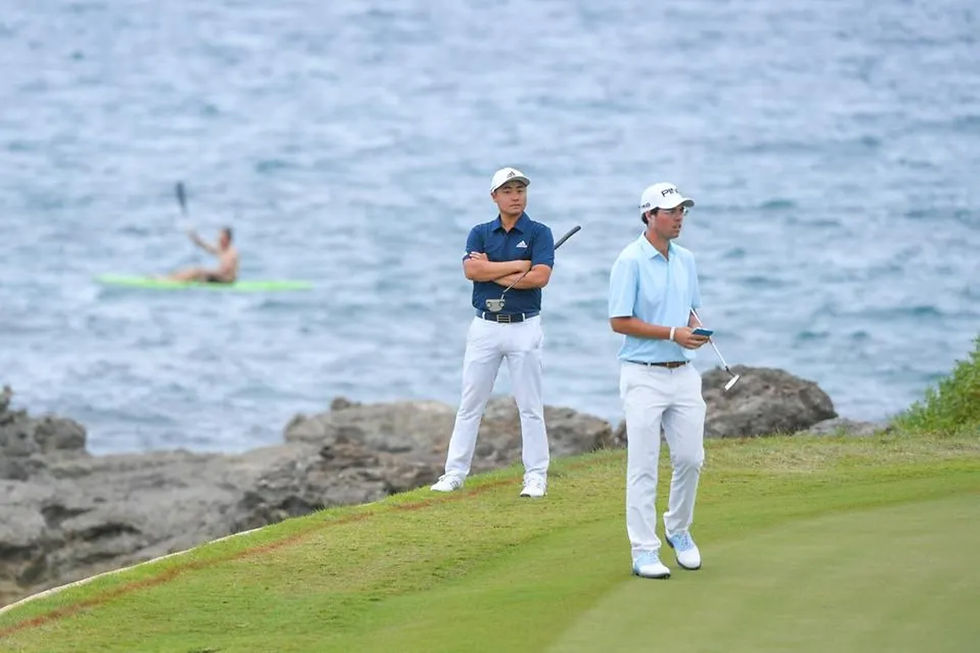 Golfers at a beach course