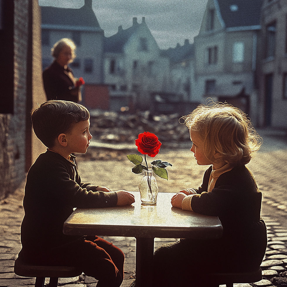 Montessori children with the peace rose