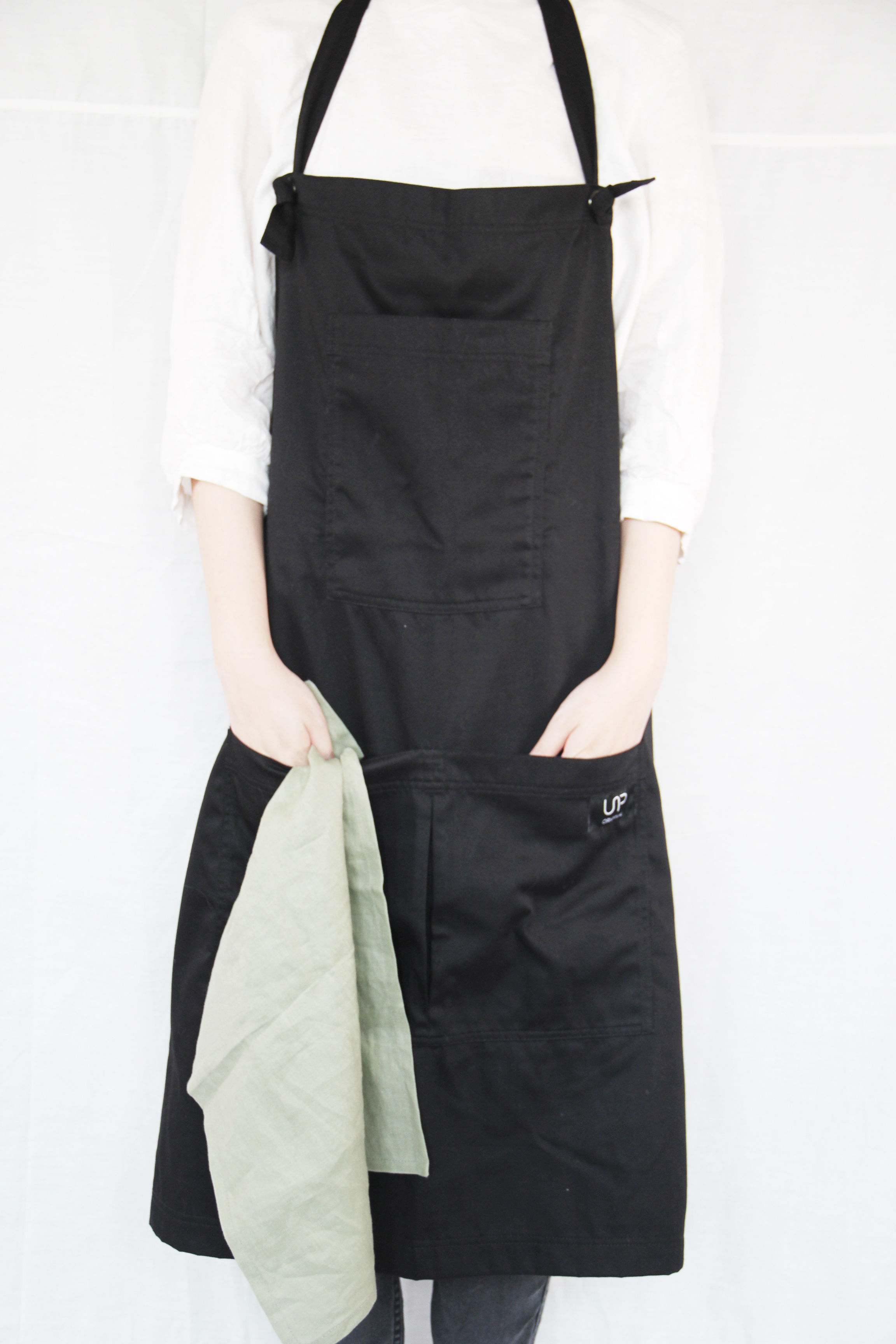 all black work apron
