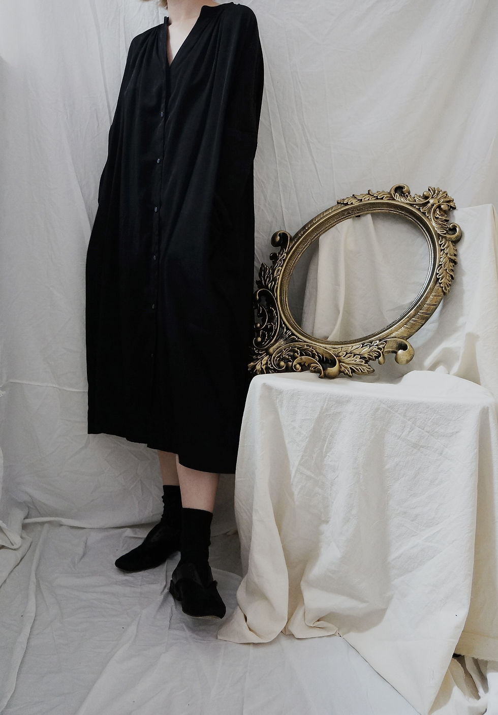 Thumbnail: silk linen shirt dress BLACK