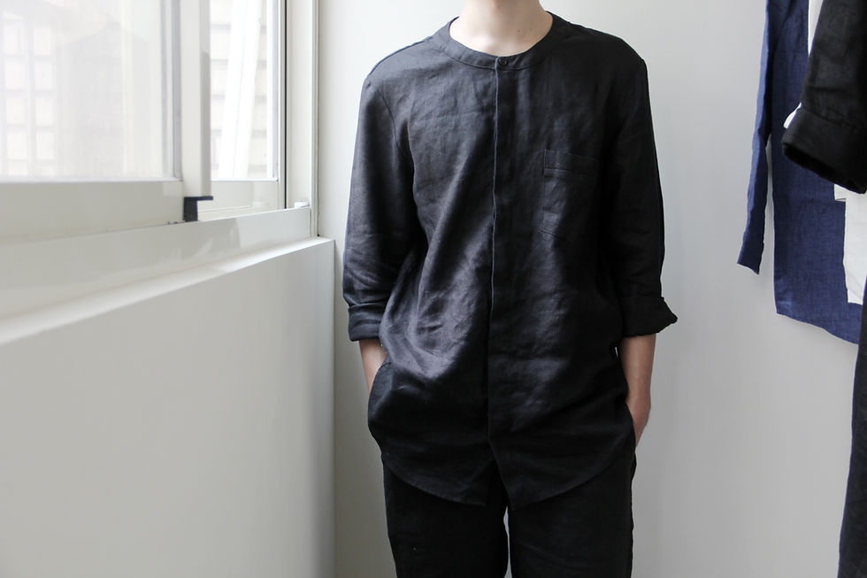 Thumbnail: linen short shirt Black
