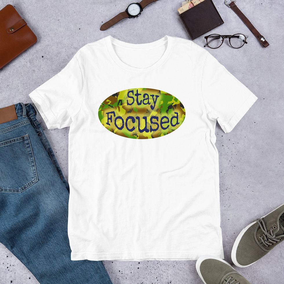 Thumbnail: Stay Focused Short Sleeve Tee Unisex Olive Leaf Green White