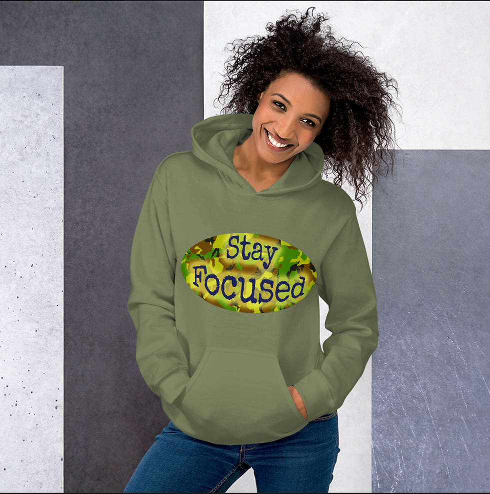 Thumbnail: Stay Focused Unisex Hoodie Olive and Kelly Green