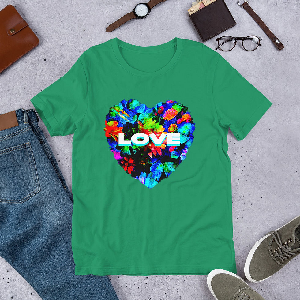 Thumbnail: Floral Heart with Love Unisex Short Sleeve T-shirt