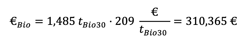 Sample calculation to calculate the compliance costs using Bio30 under FuelEU Maritime.