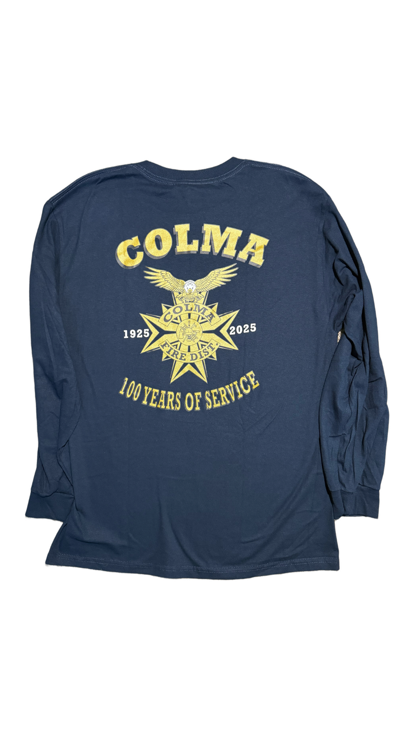 Colma Fire District 100 Yr Anniversary Navy Long Sleeve Shirt
