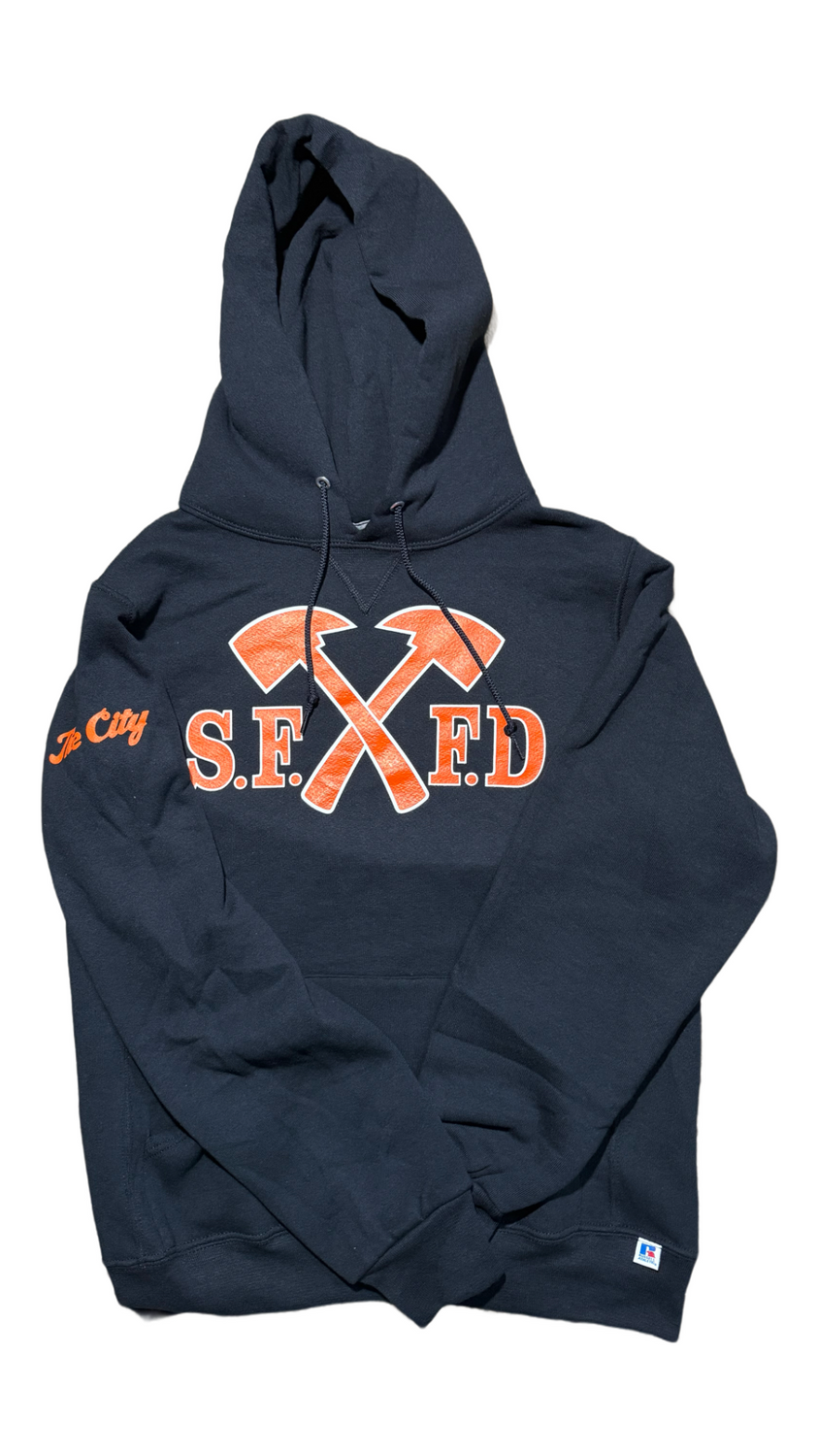 SFFD Cross Axe Black/Orange Font Hooded Sweatshirt