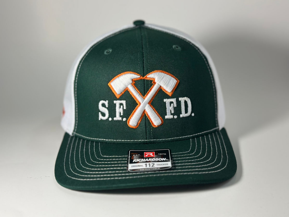 SFFD Cross Axe Green/White/Orange Snapback