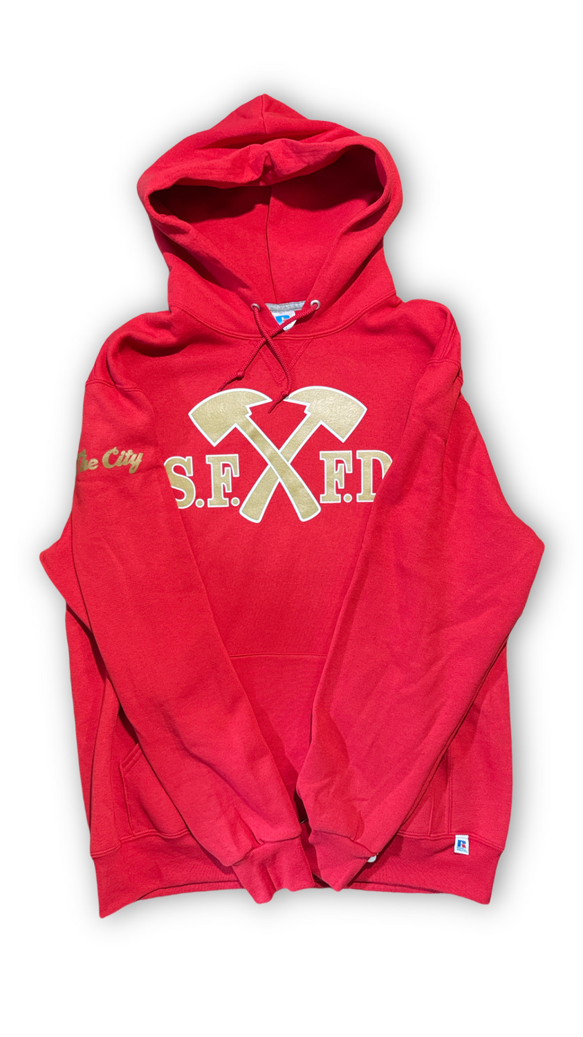 SFFD Cross Axe Red/Gold Hooded Sweatshirt