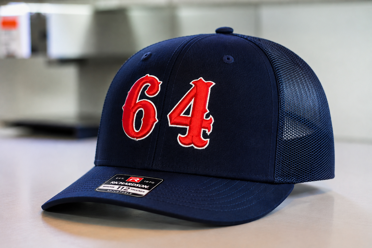 Number 64 3D Puff SnapBack Hat 