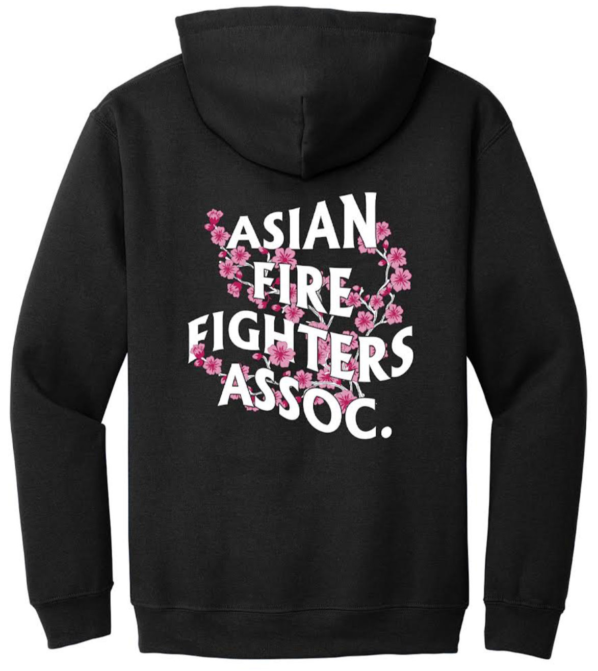 Asian Firefighters Association Cherry Blossom Black Hooded Sweatshirt