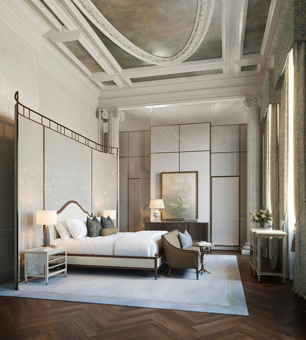 Admiral Residence bedroom at Waldorf Astoria London Admiralty Arch