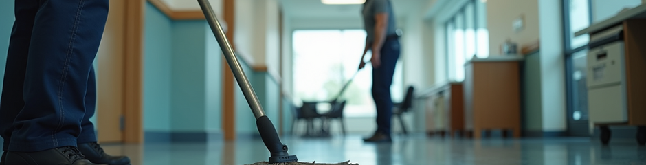 People cleaning office