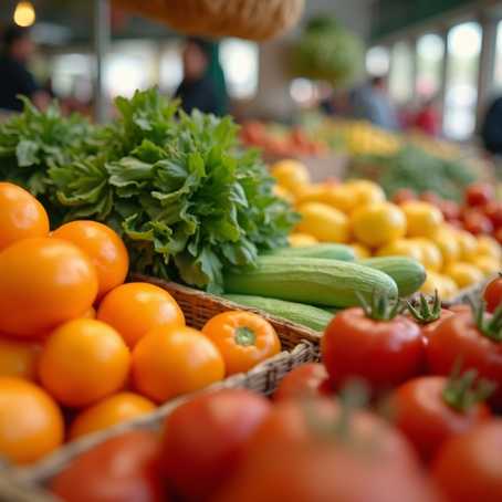 Oranges tomatoes lemons cucumbers fruit stand