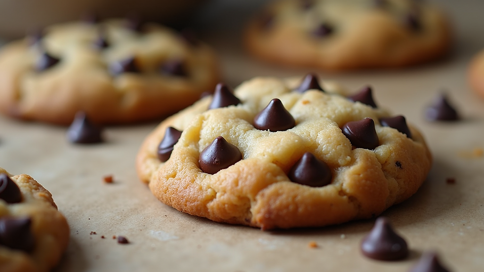 Eye-level view of prepared ingredients for keto chocolate chip cookies