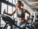Woman working out on elliptical machine