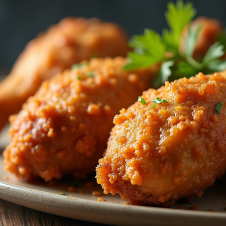 fried chicken legs sitting on a plate