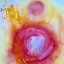 pink and yellow abstract, small painting, abstract painting, 