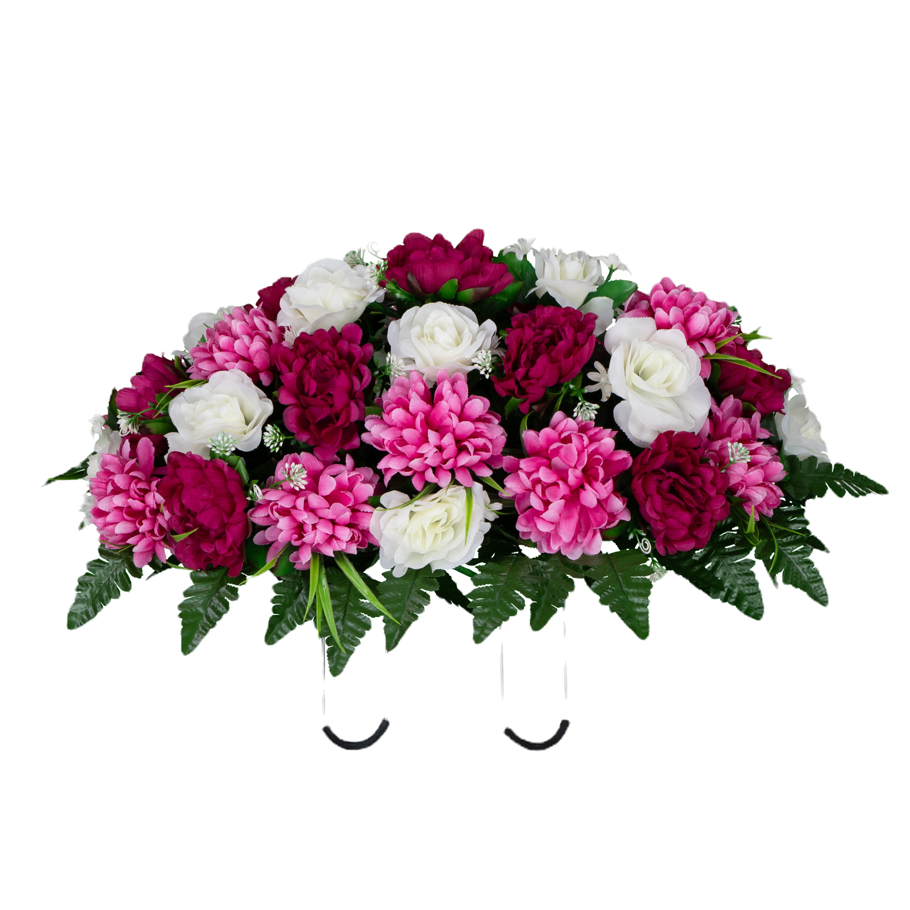 White Roses and Pink Mums Cemetery Saddle