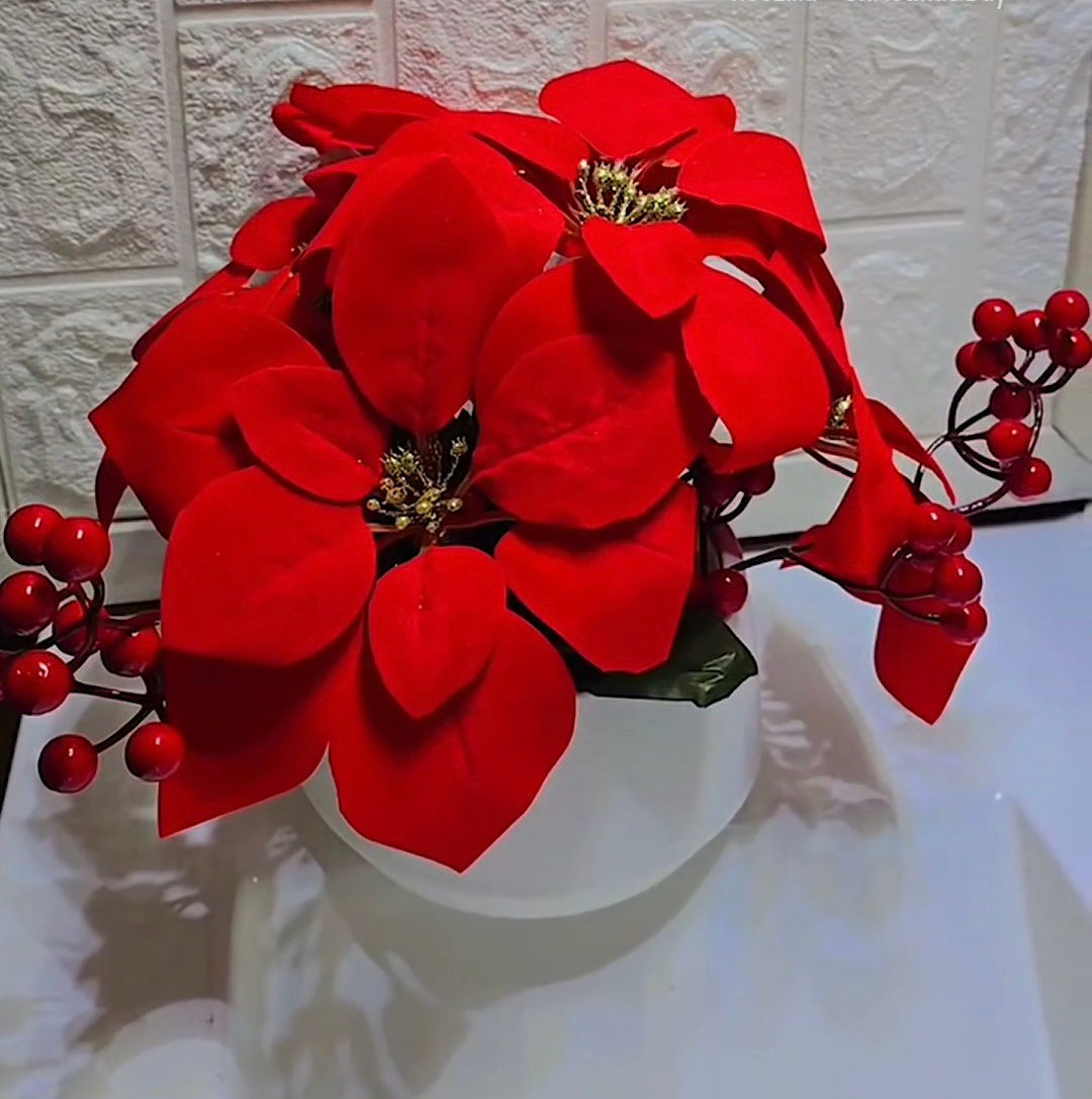 Faux Poinsetta Arrangement 