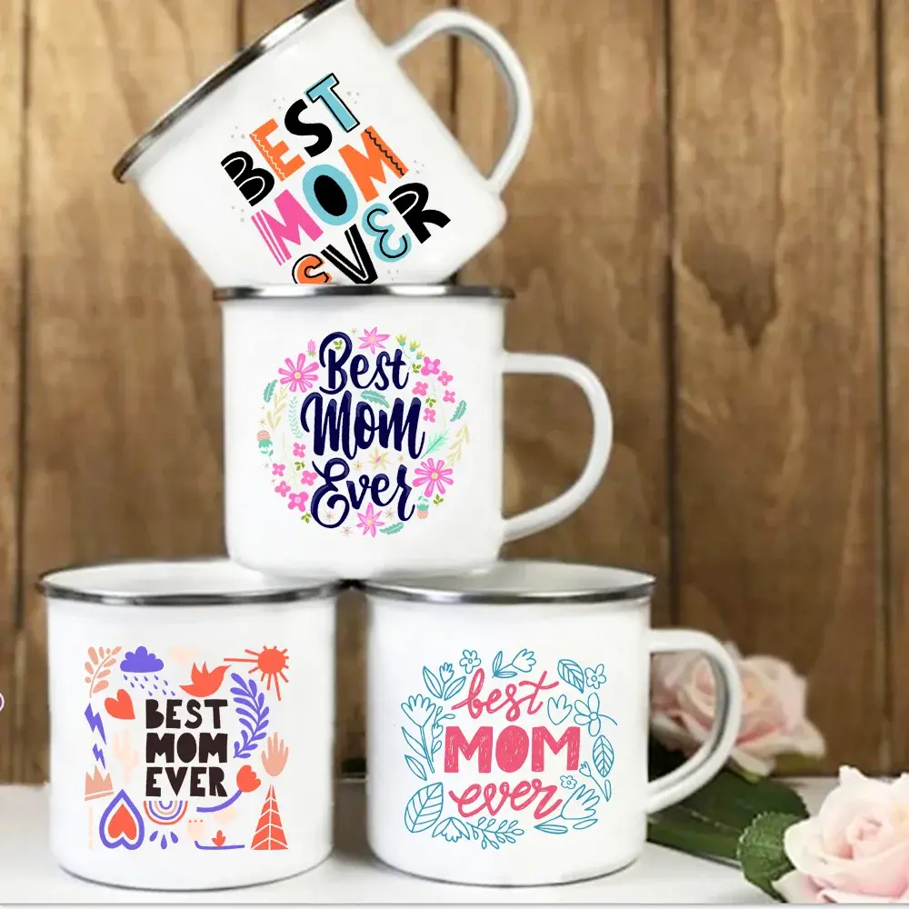 Best Mom Ever Enamel Cups Mothers Day Birthday Gift Coffee Tea Mugs