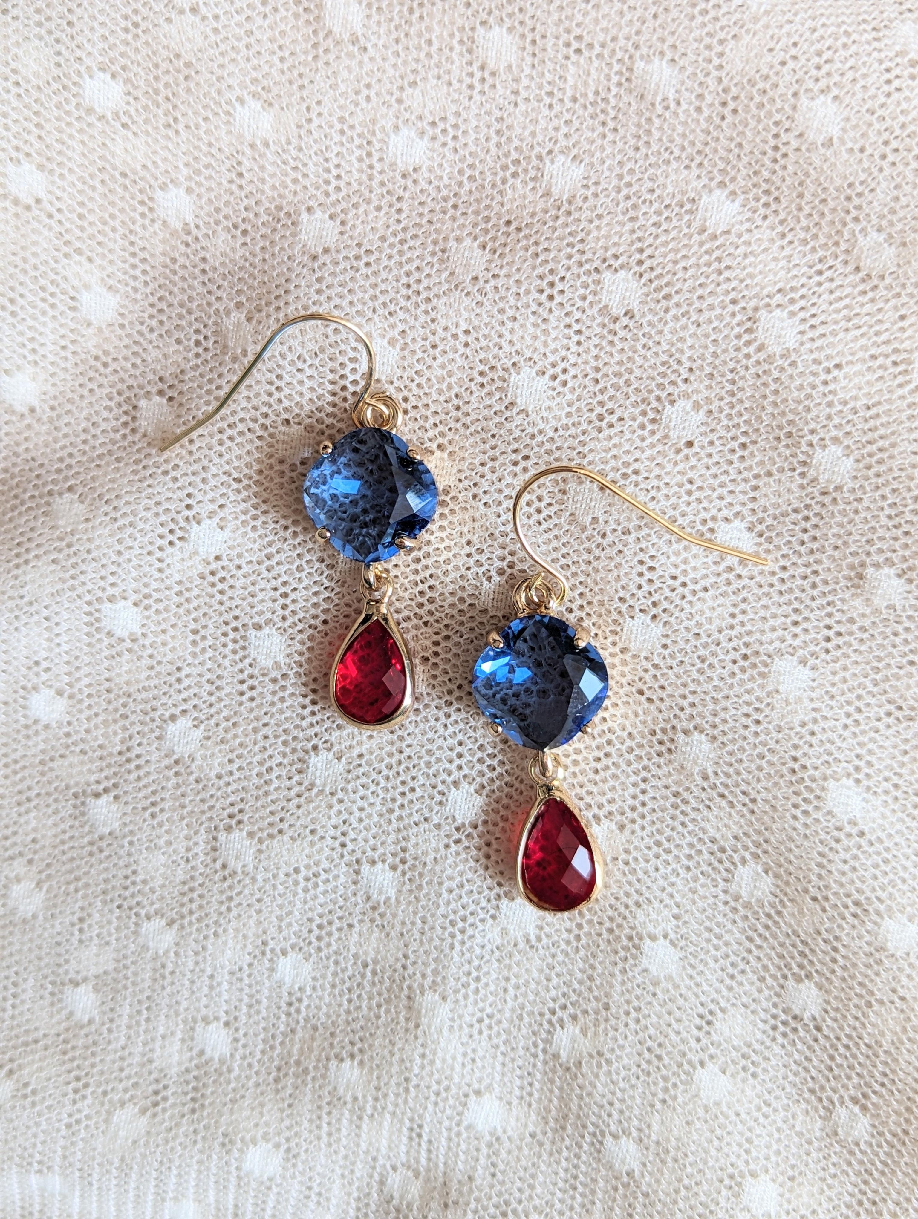 Red and blue earrings