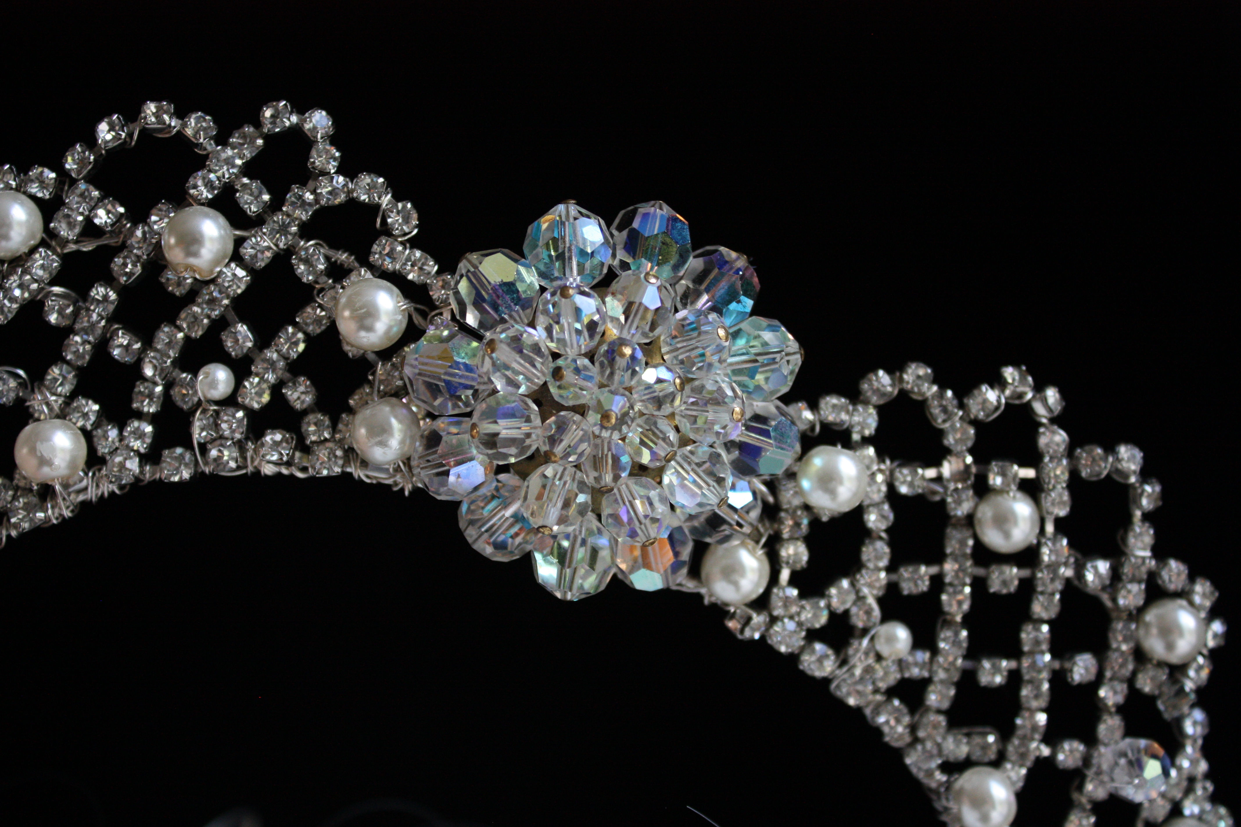 1940s style silver tiara