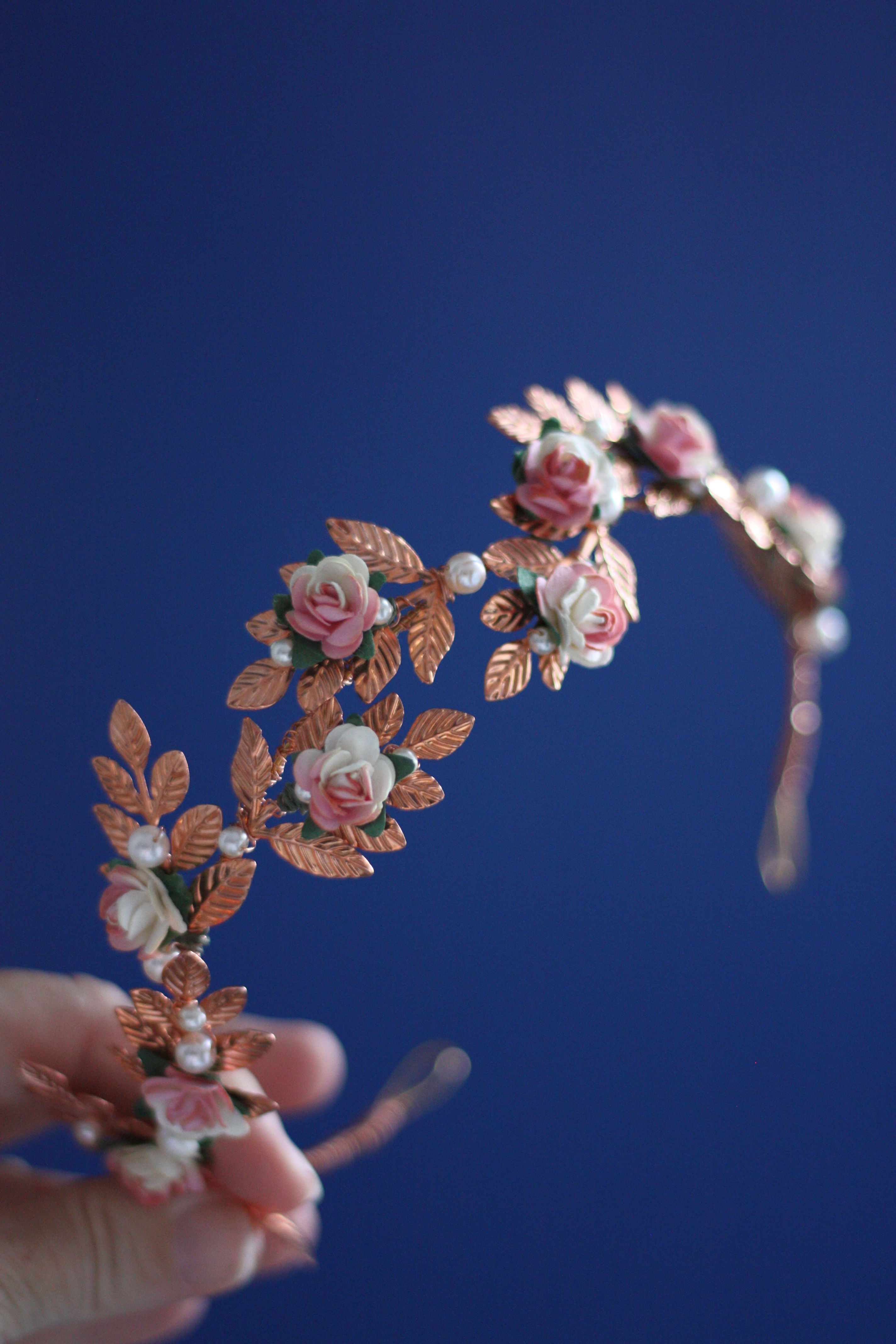 Delicate handmade rose gold tiara