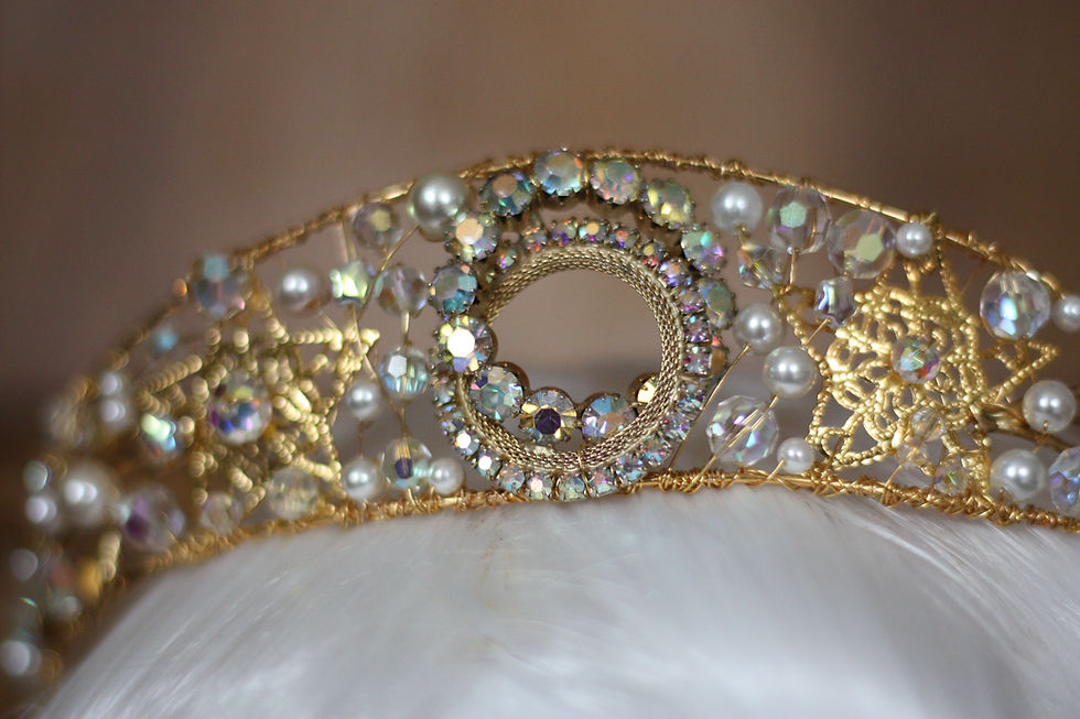 Celestial gold tiara with crystals and pearls