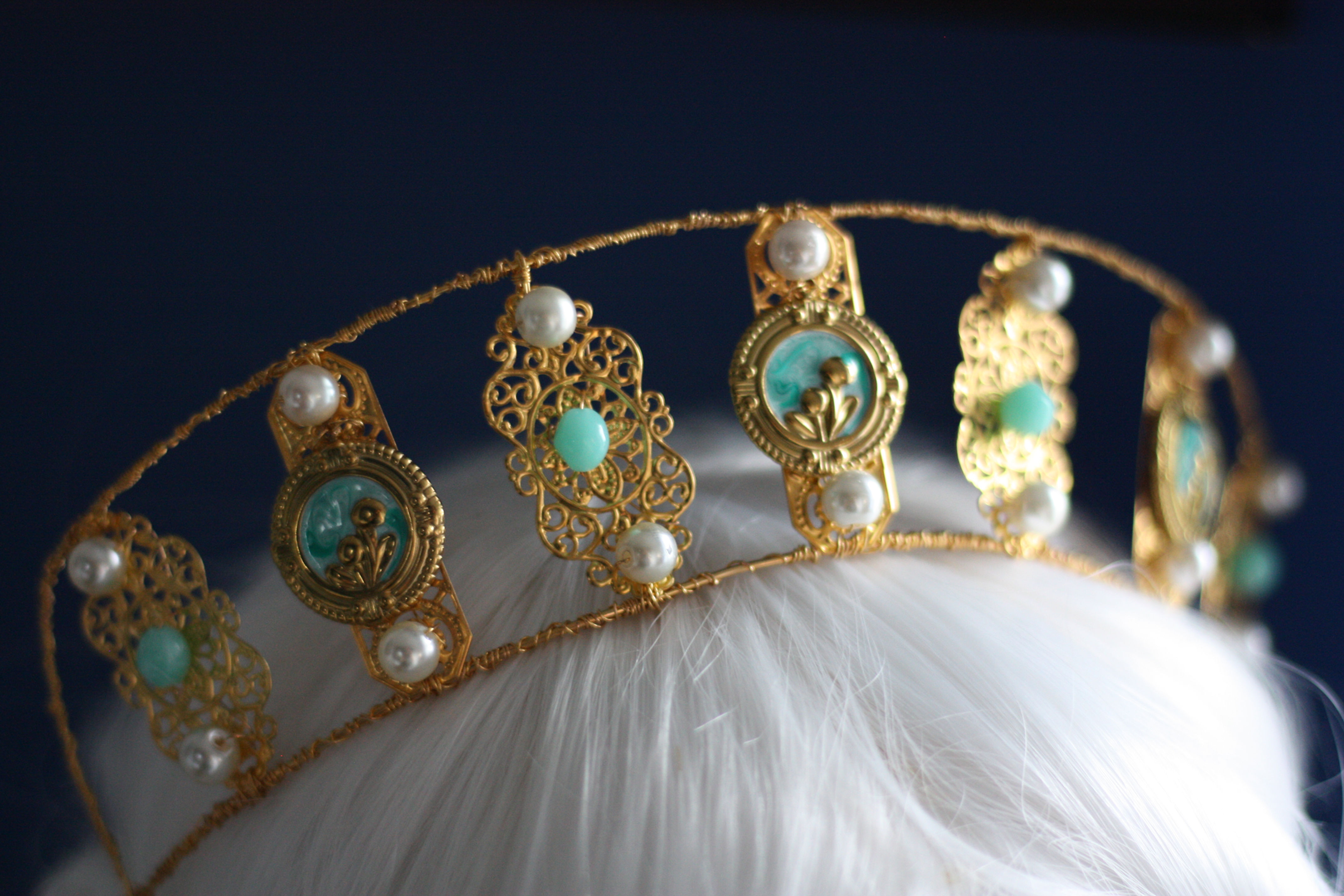 Gold and turquoise tiara