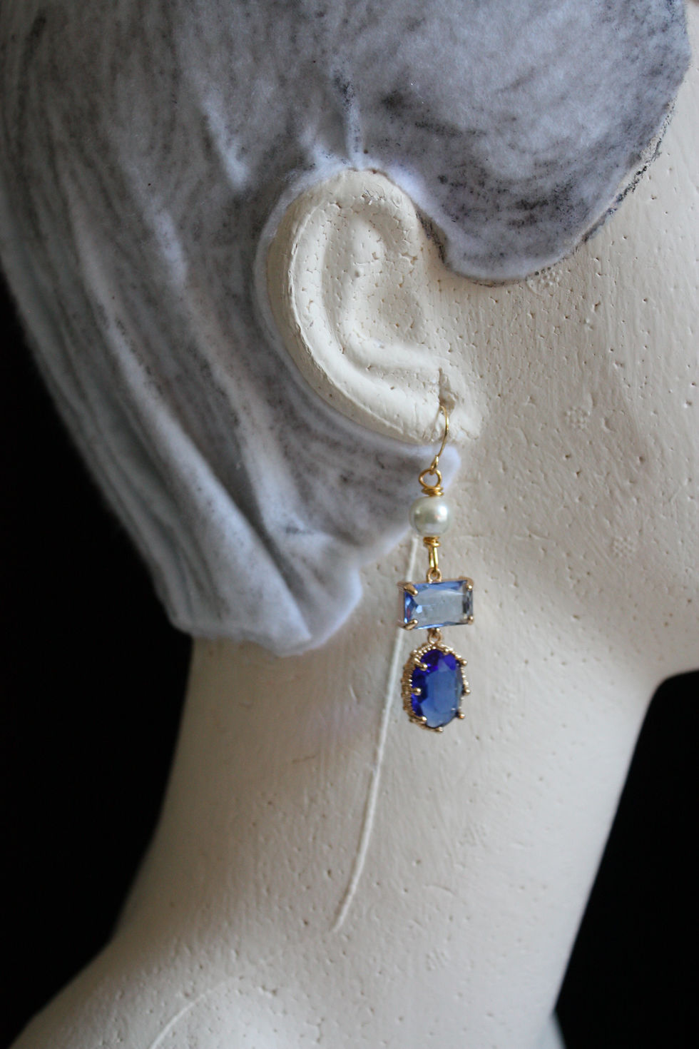 Blue and pearl earrings