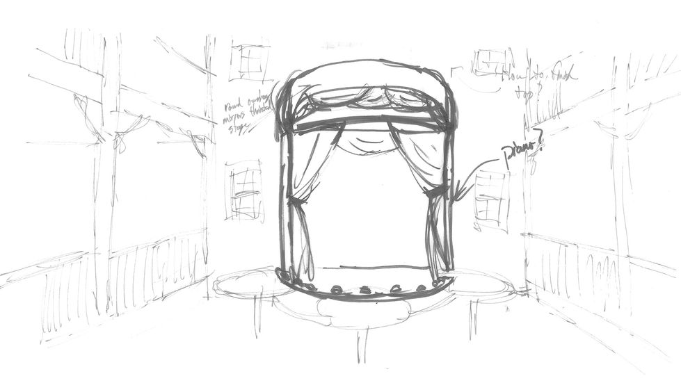 Interior Design Sketch of Performance Stage in Restaurant