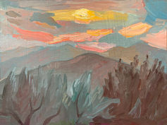 Joan Marie Kelly Olive Trees at Dusk_ 2001_1500_Oil on wood_9_ x 12_.jpg