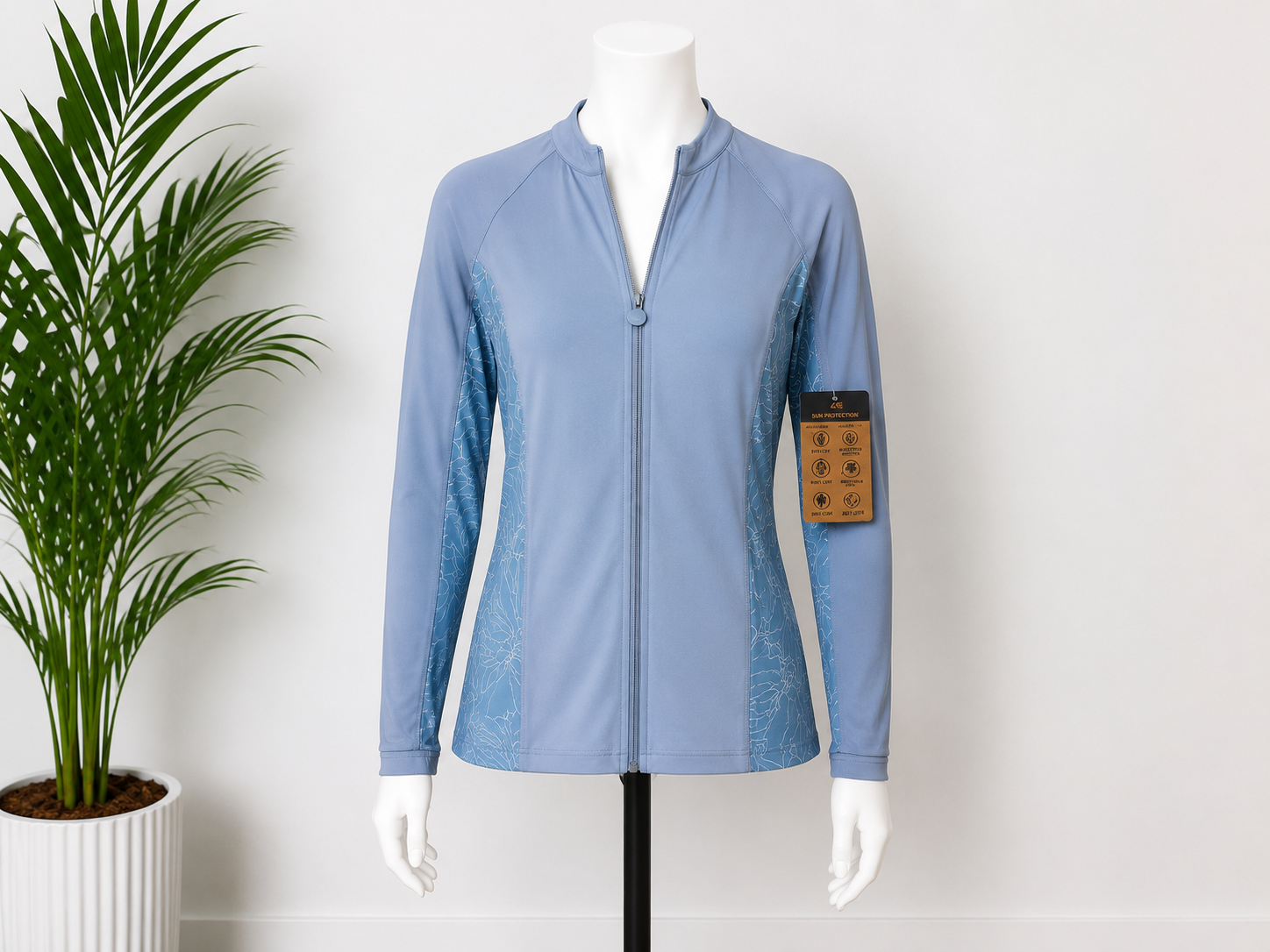 NWT Women's UPF 50 Sun Protection Zip Jacket Size S Blue Stretch Lightweight