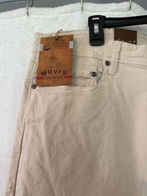 Thumbnail: NWT Orvis Men's Five Pocket Pants 42x34 Khaki Stretch Casual Travel Jeans