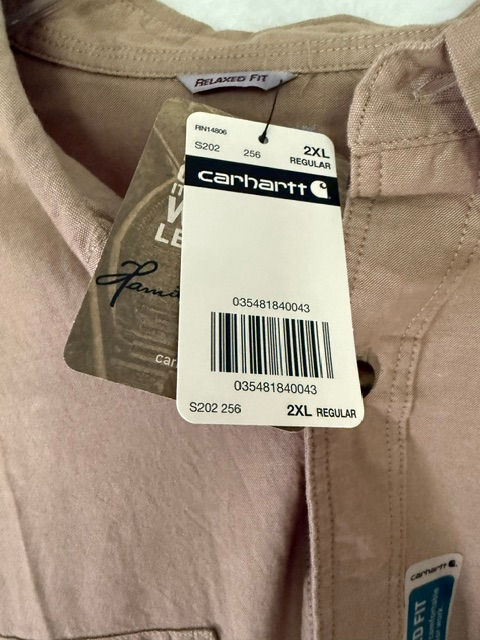 Thumbnail: Carhartt Men's 2XL Relaxed Fit Long Sleeve Button-Down Shirt Khaki Tan NWT
