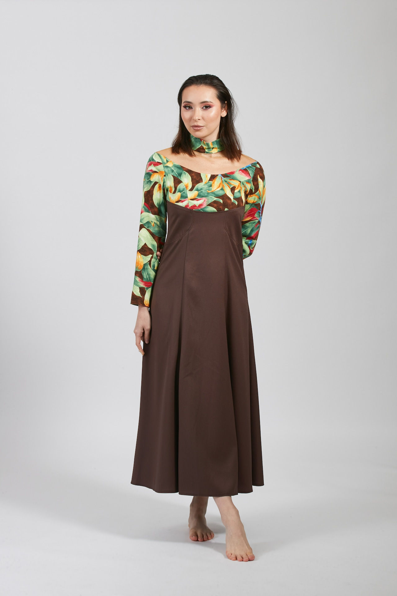 Dress MDFB-010 green & brown