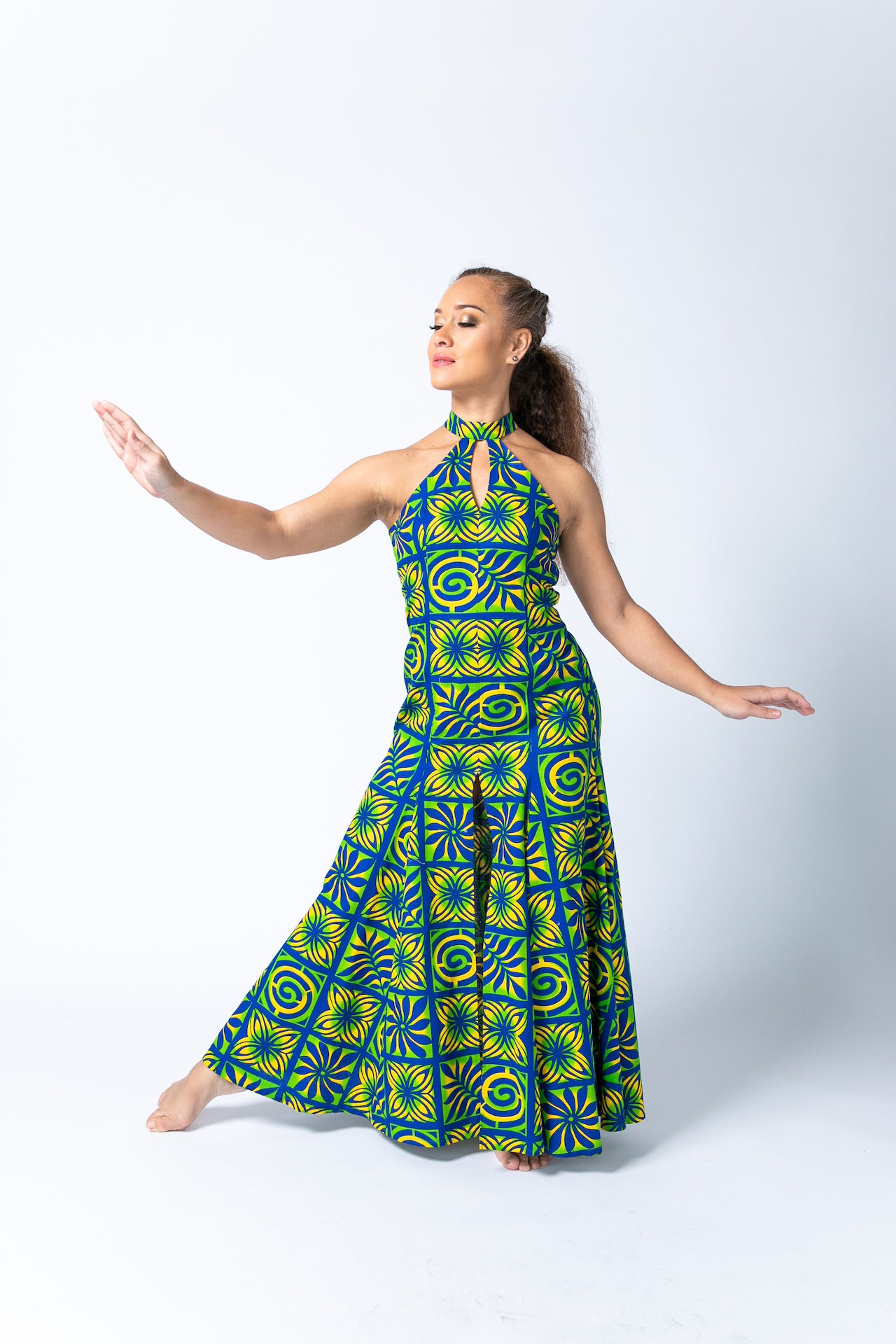 Dress MDFB-005 green & blue