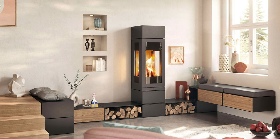 Skantherm Elements mit Sitzbank, Aufbewahrungsboxen und Holzlager