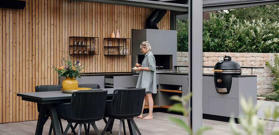 Outdoor-Kiichen mat Feier a Grill