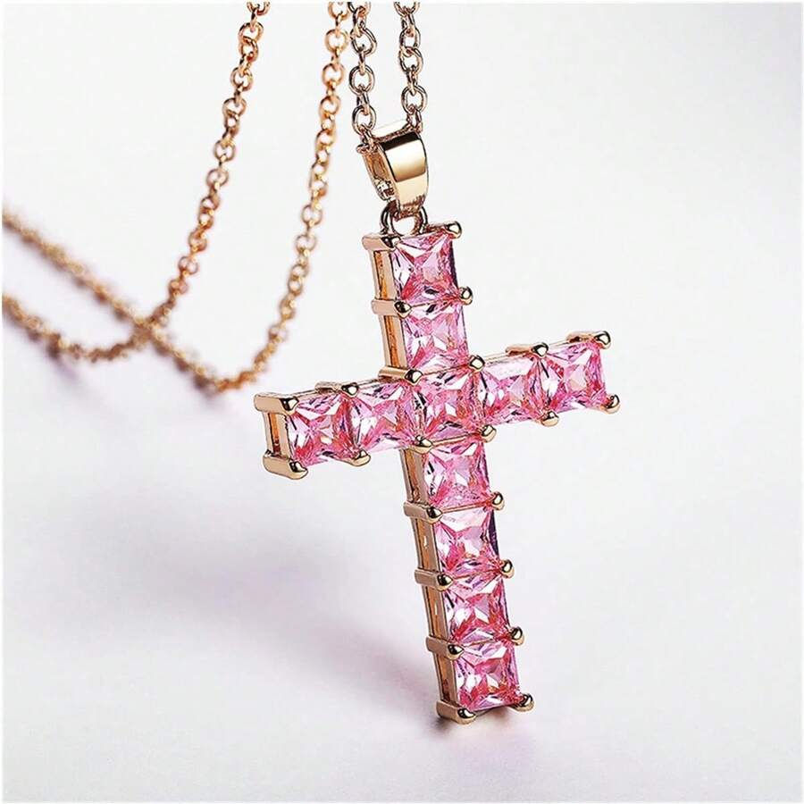Thumbnail: Crystal Cross Pendant Necklace
