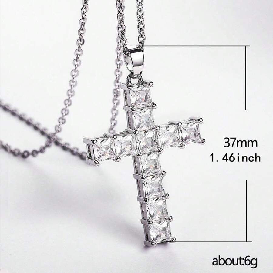 Thumbnail: Crystal Cross Pendant Necklace